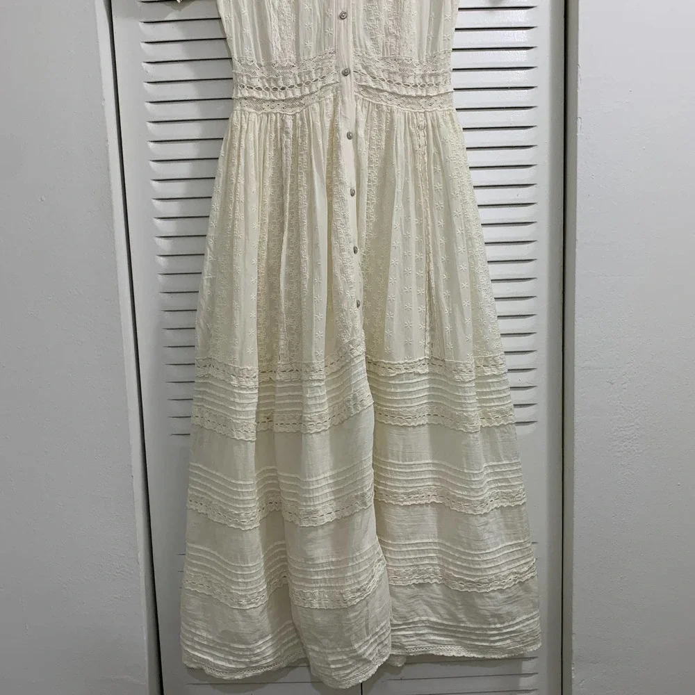 Urban Outfitters Victoria Midi Dress Ivory Size Small - Picture 5 of 13